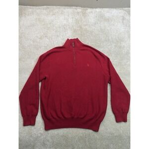 Polo Ralph Lauren Quarter Zip Mens XL Red Pony Knit Preppy Pullover Pima Cotton